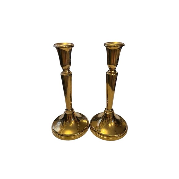 Vintage Brass Metal Candle Stick Holders Pair Of 10in Cottage Core Candlesticks - Picture 6 of 7